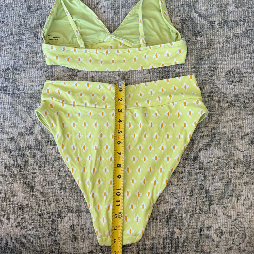 Aerie Bikini Set Yellow Patterned Boho Western Crossover Colorful Summer Swim - Picture 7 of 9